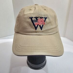 Dubya Duds American Flag W Mens Cap Embroidered Patriotic Khaki Vintage NWOT